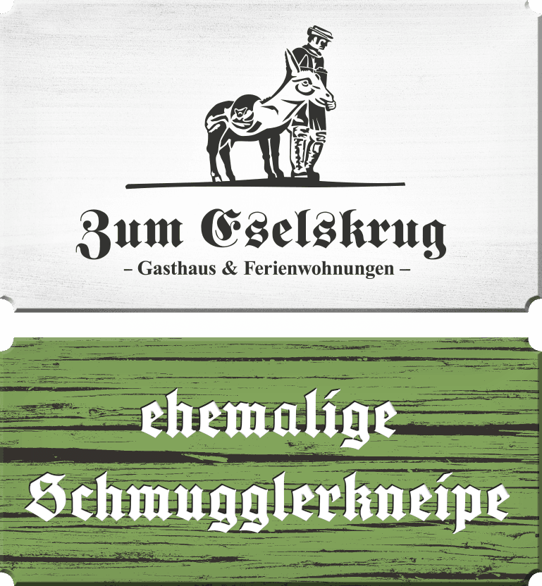 Logo der Gaststätte „Zum Eselskrug“ in Wernigerode. Ehemalige Schmugglerkneipe.