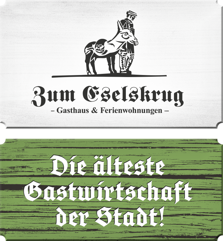 Logo der Gaststätte „Zum Eselskrug“ in Wernigerode. Älteste Gastwirtschaft der Stadt.