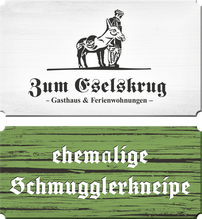Logo der Gaststätte „Zum Eselskrug“ in Wernigerode. Ehemalige Schmugglerkneipe.