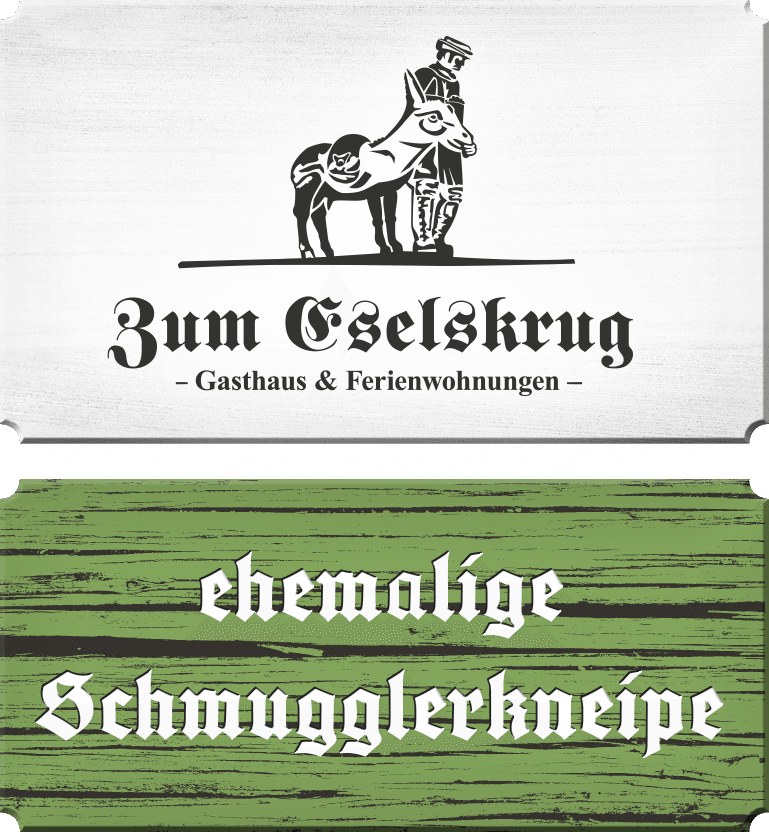 Logo der Gaststätte „Zum Eselskrug“ in Wernigerode. Ehemalige Schmugglerkneipe.