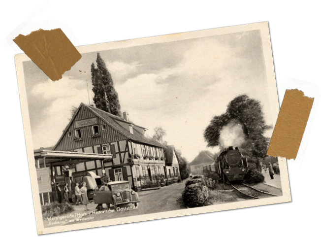 Historische Aufnahme der Gaststätte & Restaurant Eselskrug in Wernigerode